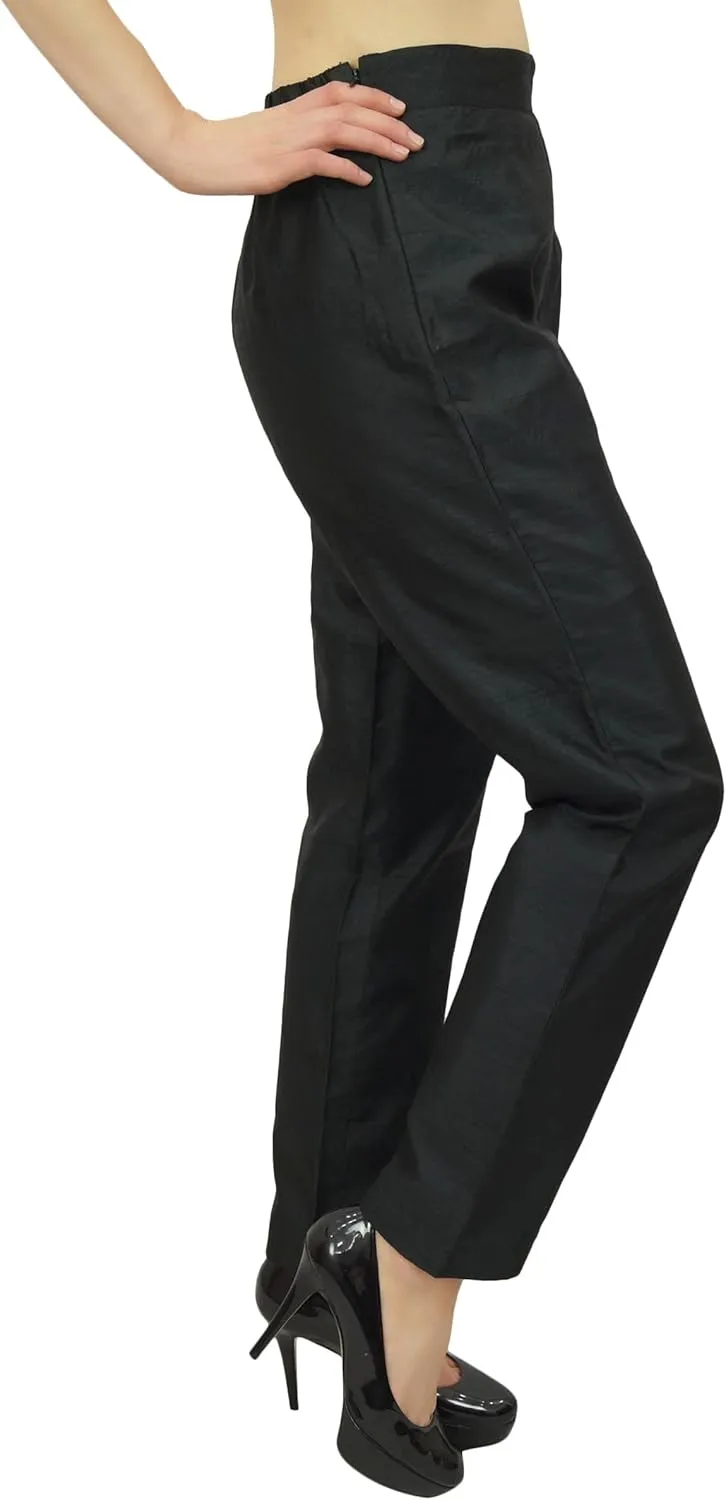 Solid High Waist Pants for Womens Casual Elastic Waist Back Narrow Bottom Trousers