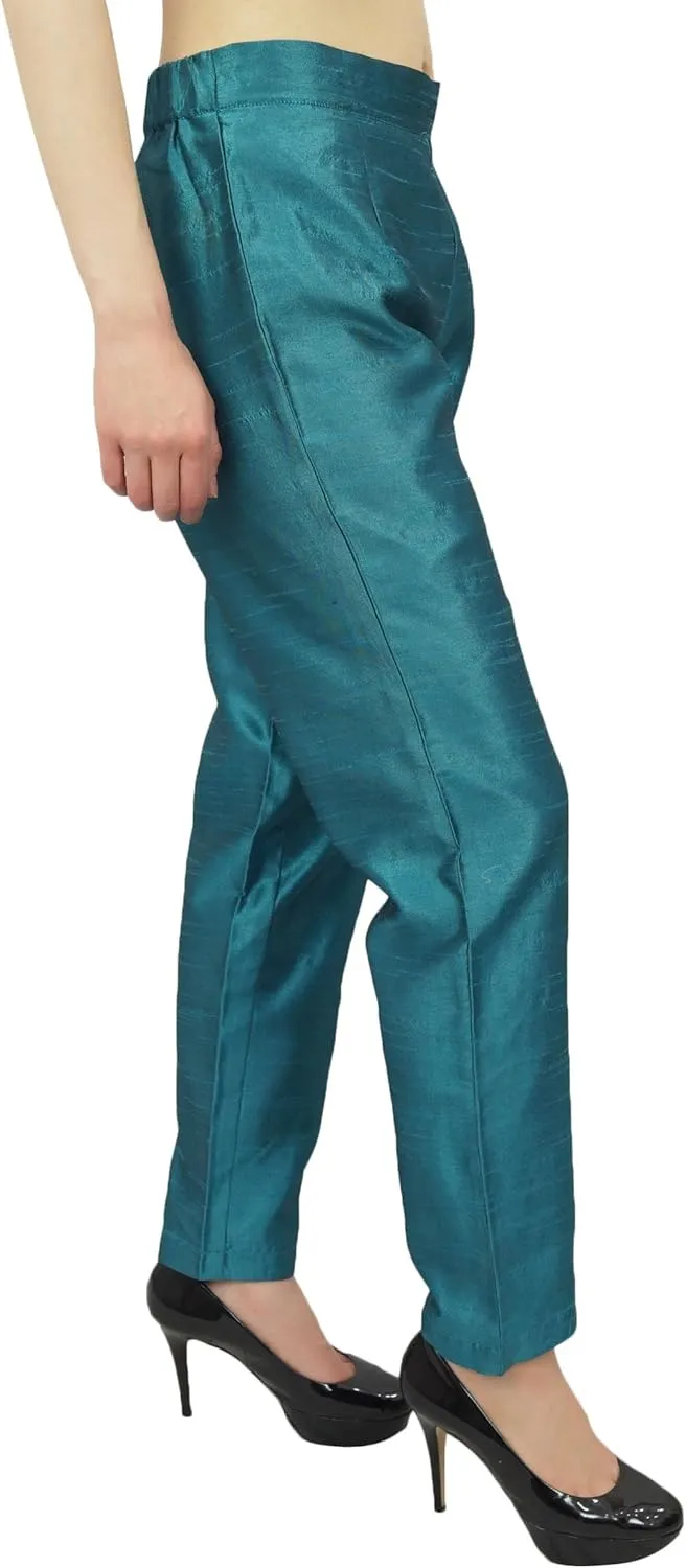 Solid High Waist Pants for Womens Casual Elastic Waist Back Narrow Bottom Trousers