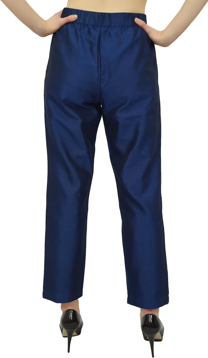 Solid High Waist Pants for Womens Casual Elastic Waist Back Narrow Bottom Trousers