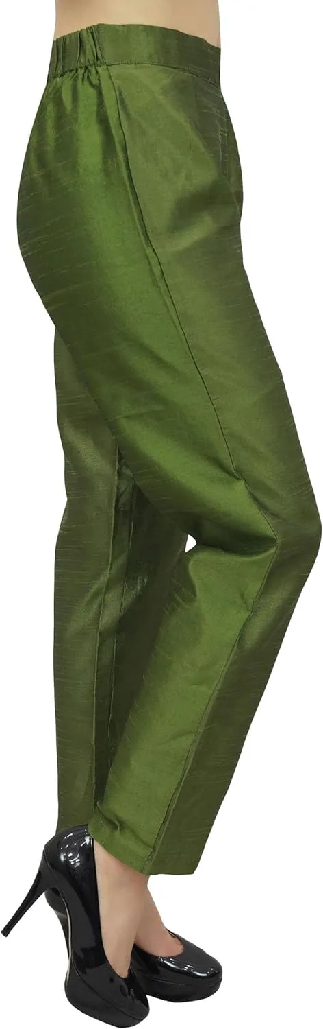 Solid High Waist Pants for Womens Casual Elastic Waist Back Narrow Bottom Trousers