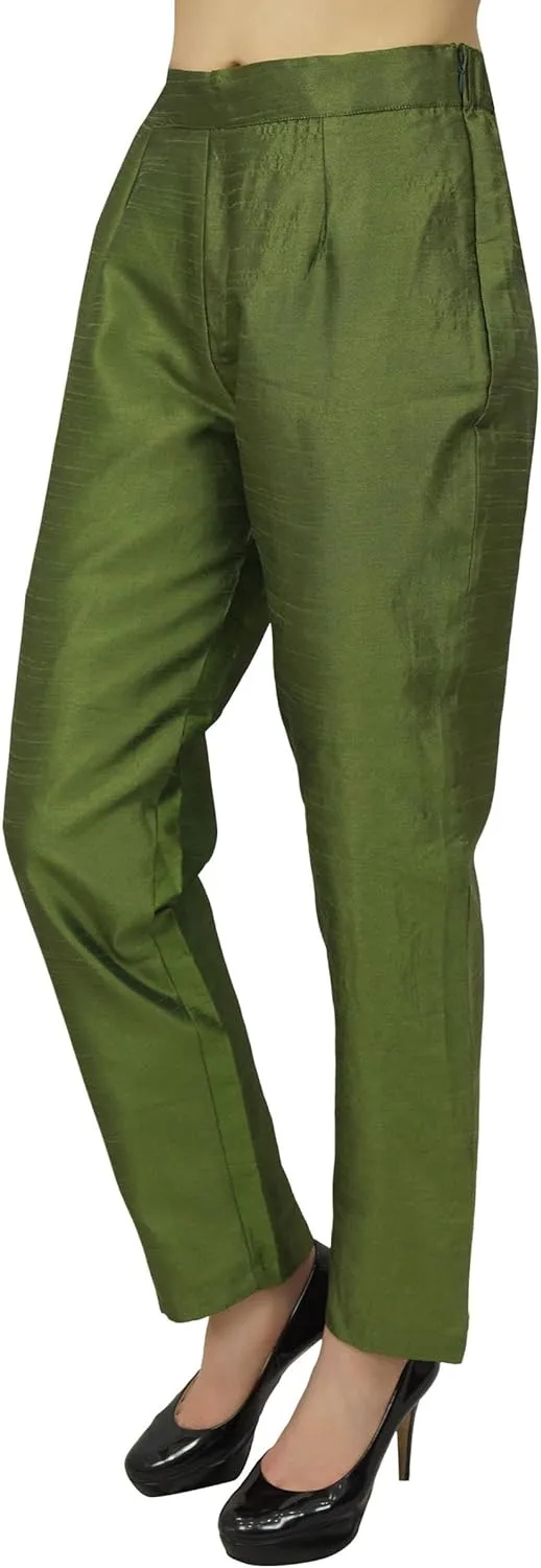 Solid High Waist Pants for Womens Casual Elastic Waist Back Narrow Bottom Trousers