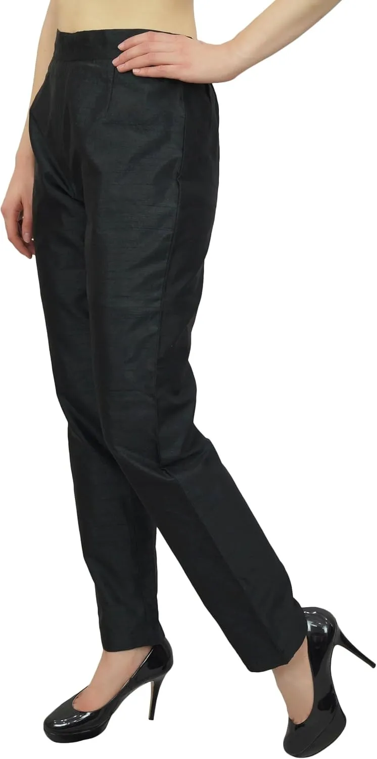 Solid High Waist Pants for Womens Casual Elastic Waist Back Narrow Bottom Trousers