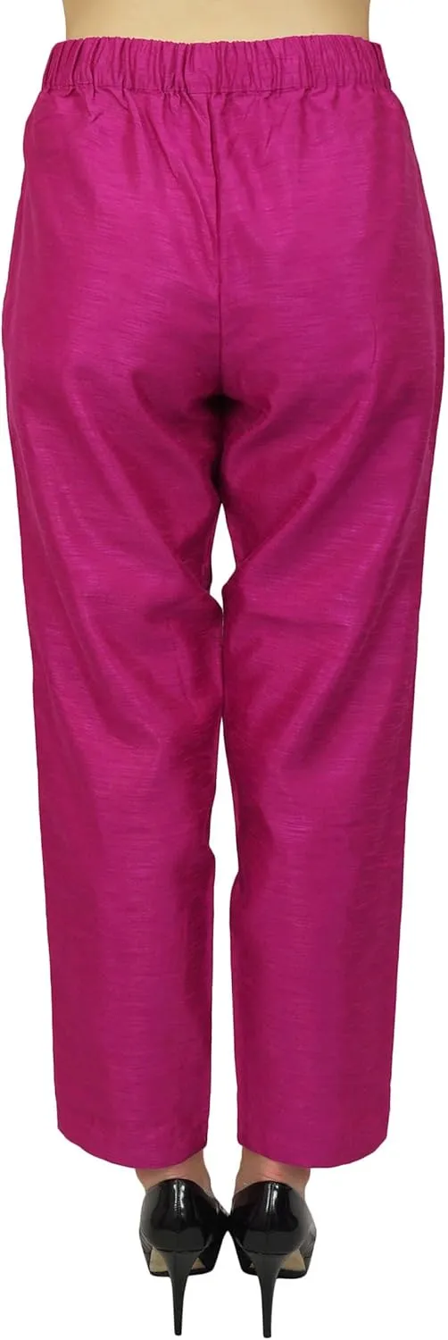Solid High Waist Pants for Womens Casual Elastic Waist Back Narrow Bottom Trousers
