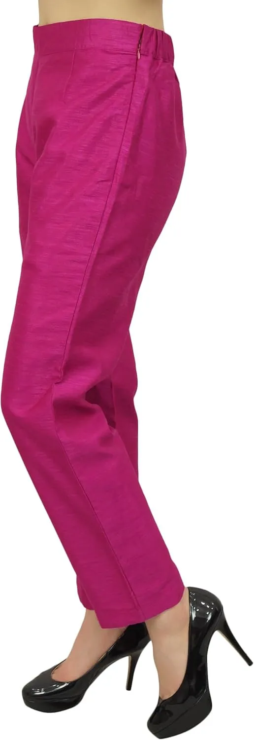 Solid High Waist Pants for Womens Casual Elastic Waist Back Narrow Bottom Trousers