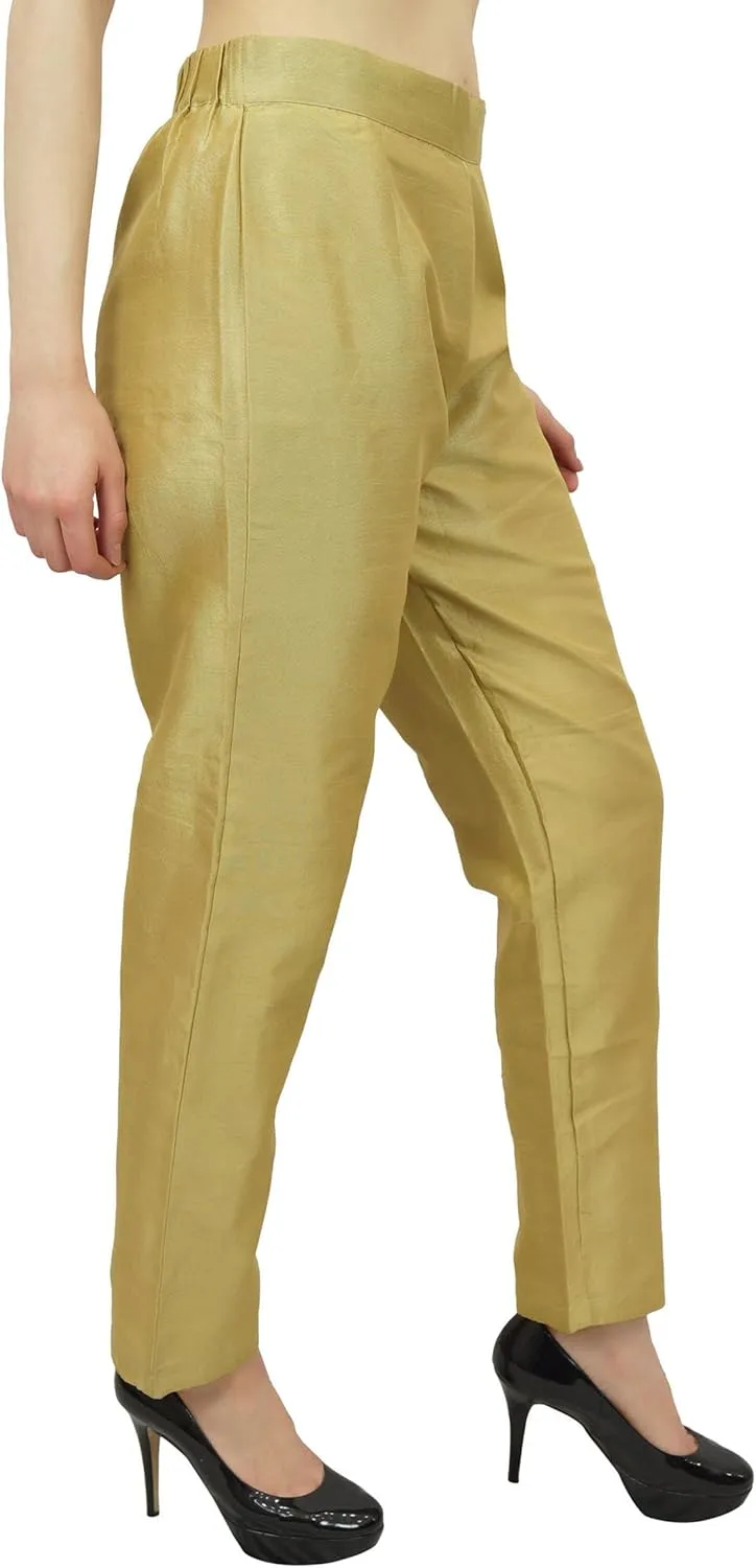 Solid High Waist Pants for Womens Casual Elastic Waist Back Narrow Bottom Trousers