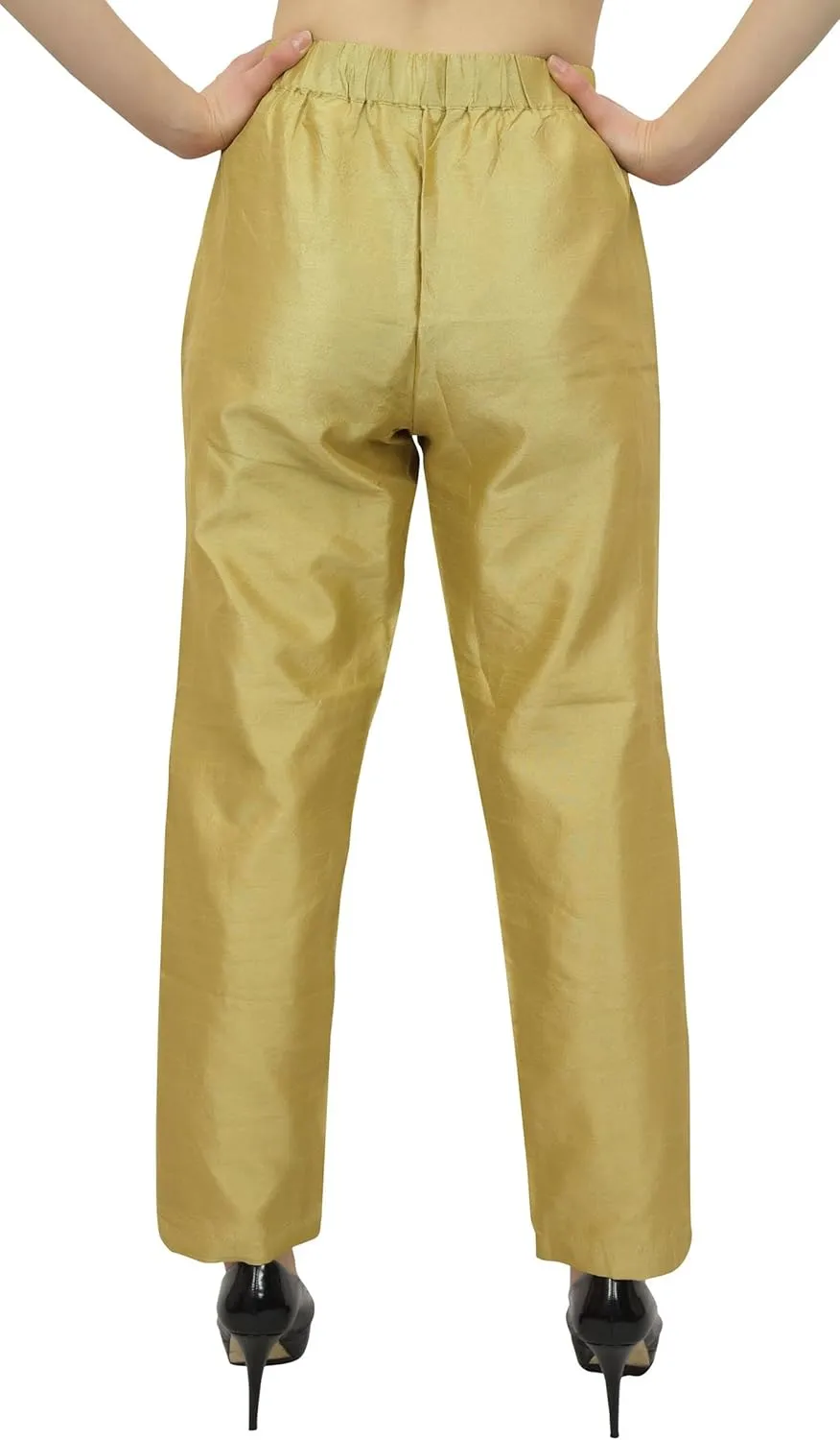 Solid High Waist Pants for Womens Casual Elastic Waist Back Narrow Bottom Trousers