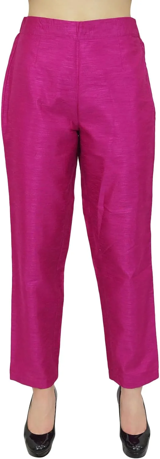 Solid High Waist Pants for Womens Casual Elastic Waist Back Narrow Bottom Trousers