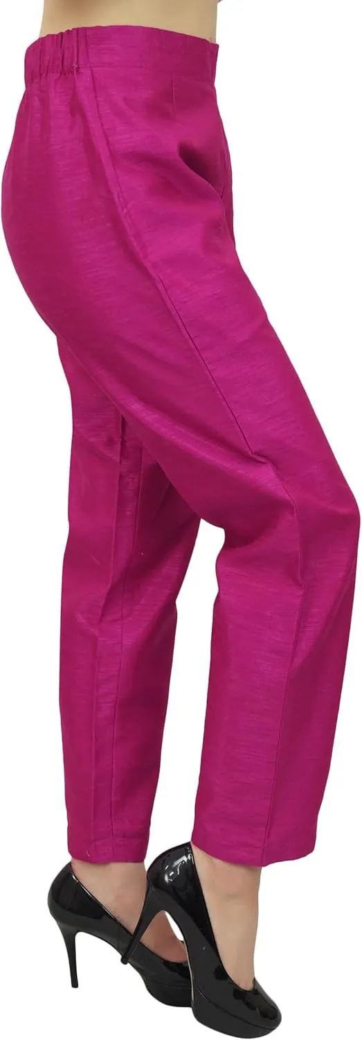 Solid High Waist Pants for Womens Casual Elastic Waist Back Narrow Bottom Trousers