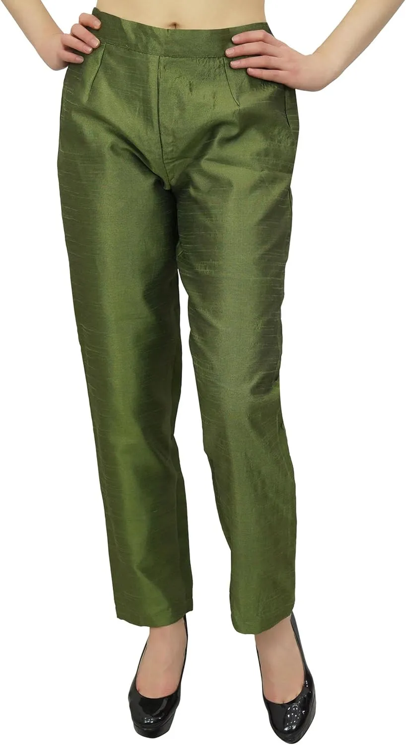 Solid High Waist Pants for Womens Casual Elastic Waist Back Narrow Bottom Trousers