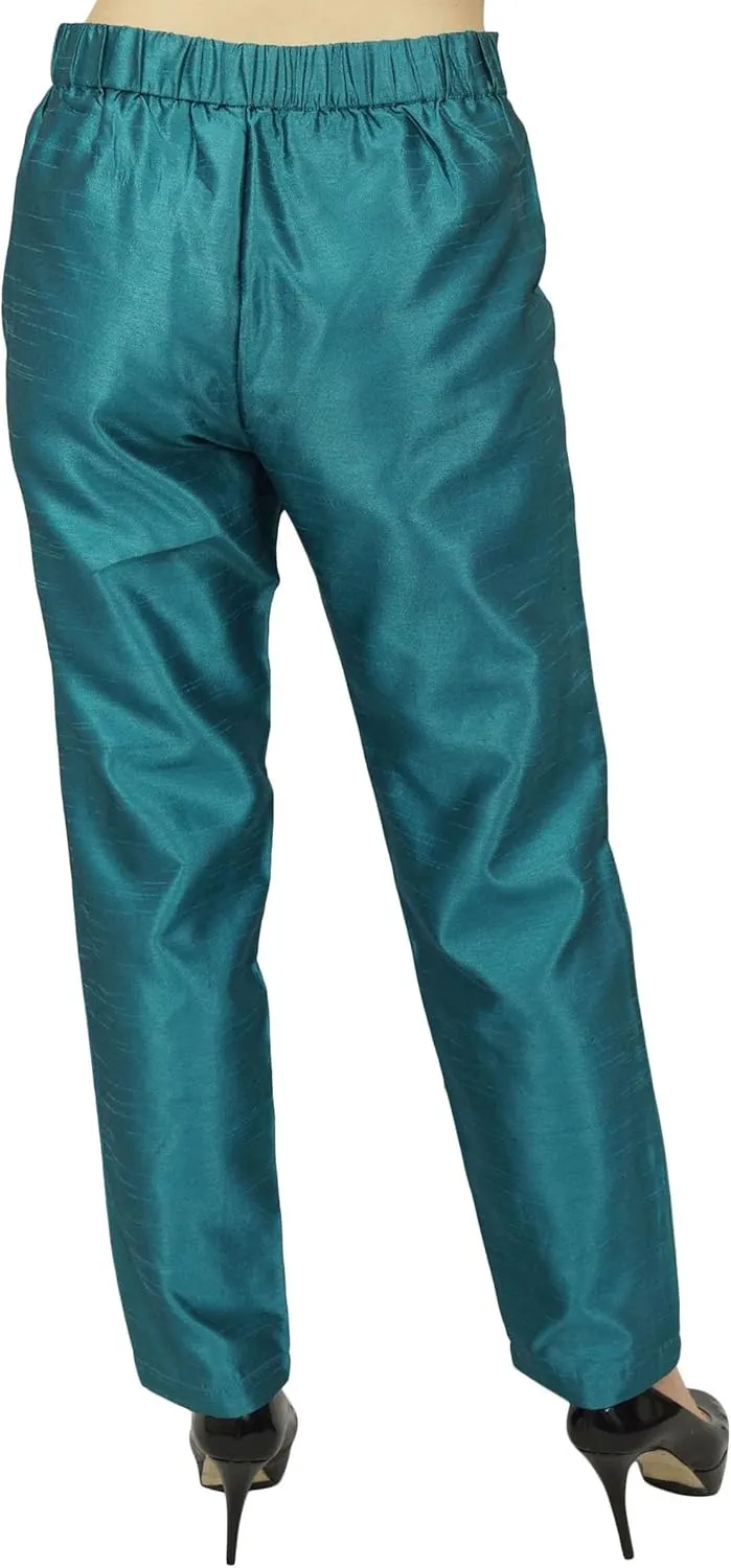 Solid High Waist Pants for Womens Casual Elastic Waist Back Narrow Bottom Trousers