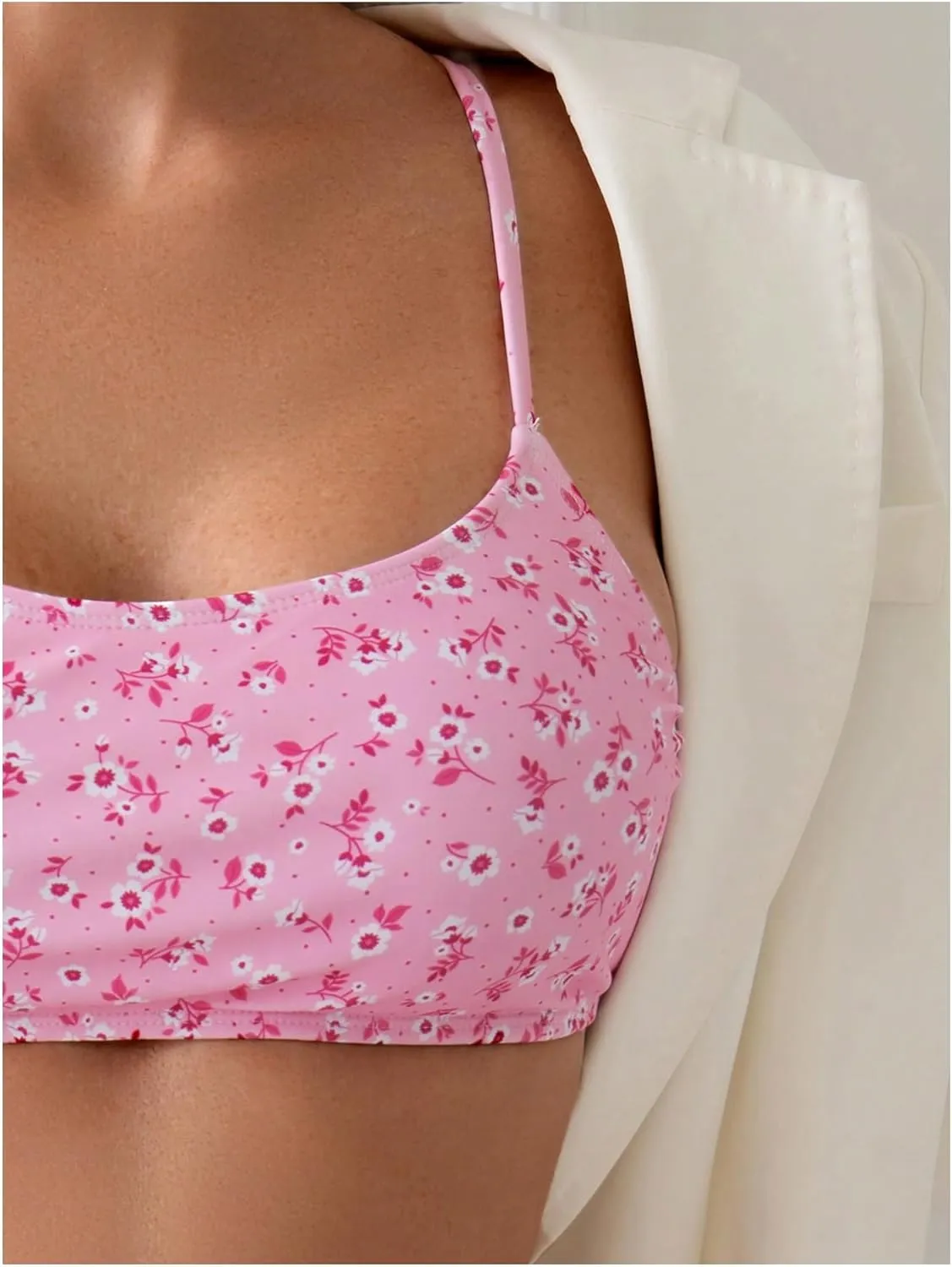 SOLY HUX Women's 2 Piece Bathing Suit Floral Print High Waisted Scoop Neck Cute Bikini Set Beachwear