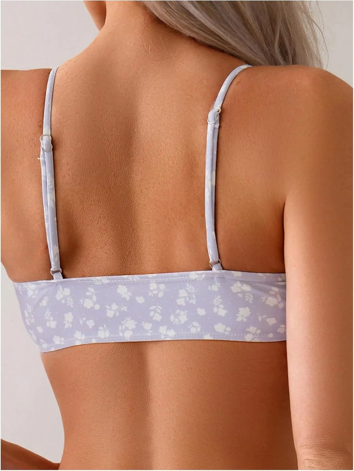 SOLY HUX Women's 2 Piece Bathing Suit Floral Print High Waisted Scoop Neck Cute Bikini Set Beachwear