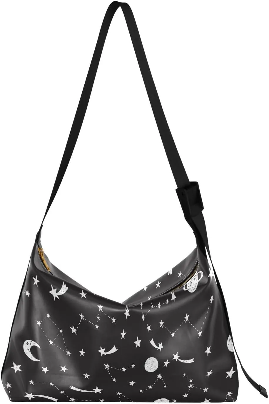 Space Stars Moon Planet Hobo Crossbody Bags for Women Leather Large Shoulder Bag Cross Body Trendy Womens Tote Bags Handbag for Travel Shopping