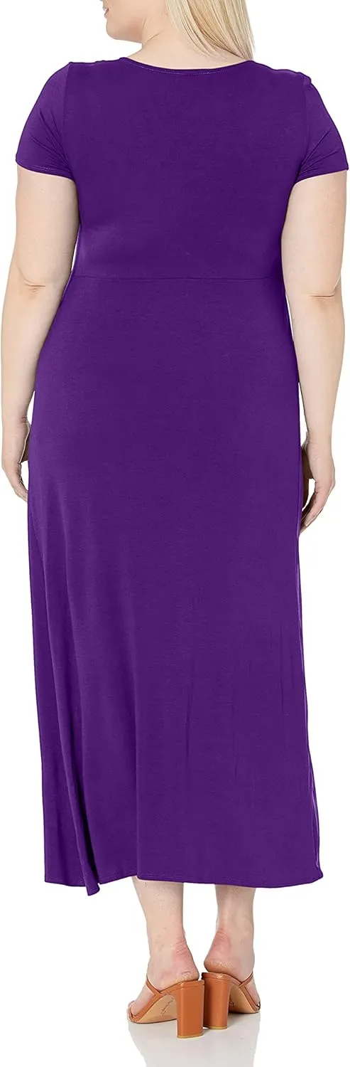 Star Vixen Women's Short-Sleeve Twist-Front Maxi Dress