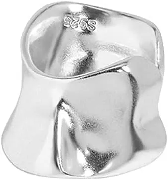 Sterling Silver Ear Cuff, Wide Wave Design Wrap Clip-on Single Earring