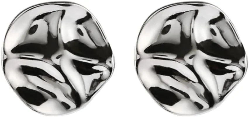 Sterling Silver Minimalist Geometric Circle Coin Stud Earrings Disc Round Statement Earring Studs Posts