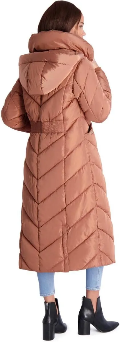 Steve Madden Women's Long Chevron Maxi Puffer Coat
