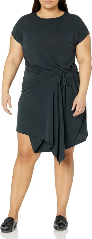 Sugar Lips Women's Size Wrap Front Knit Short Sleeve Midi Dress Plus