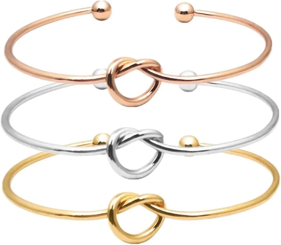 SUKKCCNO Stainless Steel Love Knot Initial Disc Bangle,Forever Love Knot Infinity, Adjustable Bracelets for Women Cuff Bangle