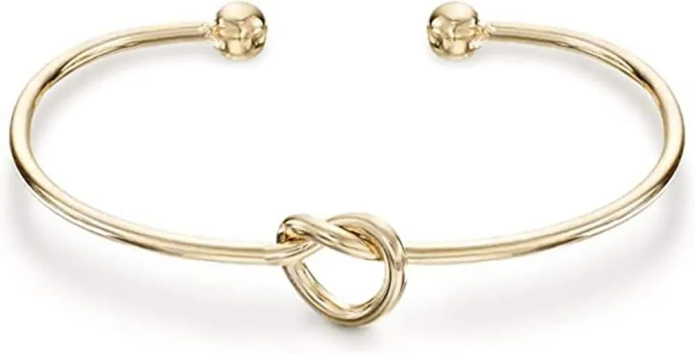 SUKKCCNO Stainless Steel Love Knot Initial Disc Bangle,Forever Love Knot Infinity, Adjustable Bracelets for Women Cuff Bangle
