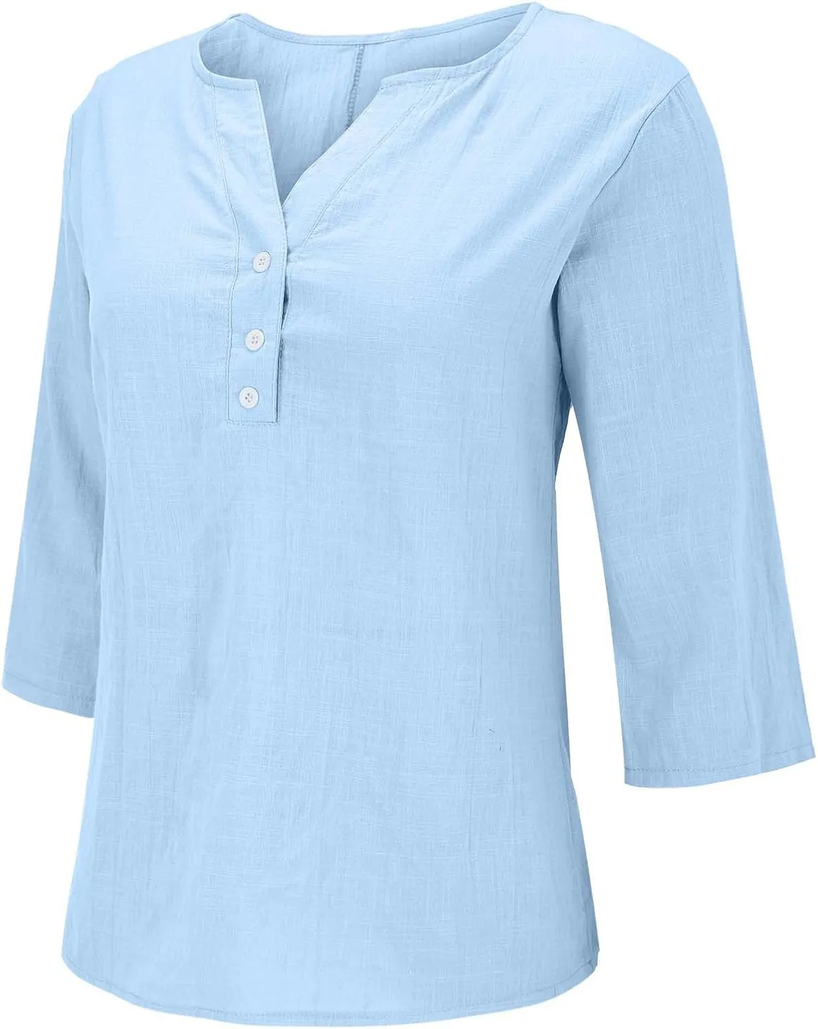 Summer Cotton Linen Shirts for Women 2025 Casual 3/4 Sleeve Tunic Shirts Spring Vacation Fashion Clothes