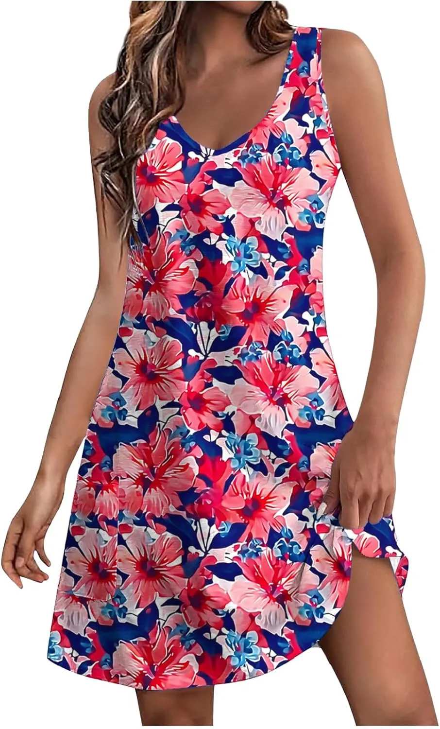 Summer Dresses for Women 2025 Beach Vacation Sundresses Plus Size Hawaiian Dresses Floral Print Boho Tank Dress