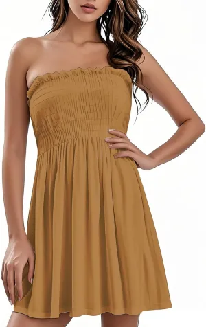 Summer Dresses for Women 2025 Plus Size Strapless Sundress Wedding Guest Dress & Vacation Cover Up Slimming Waist