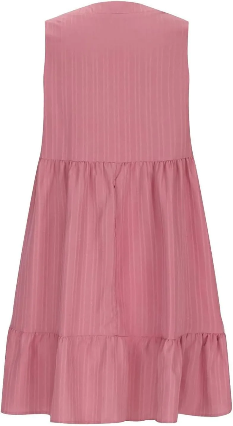 Summer Dresses for Women 2025 V-Neck Mini Dresses Fashion Casual Flowy Boho Ruffle A Line Short Sleeve Dress