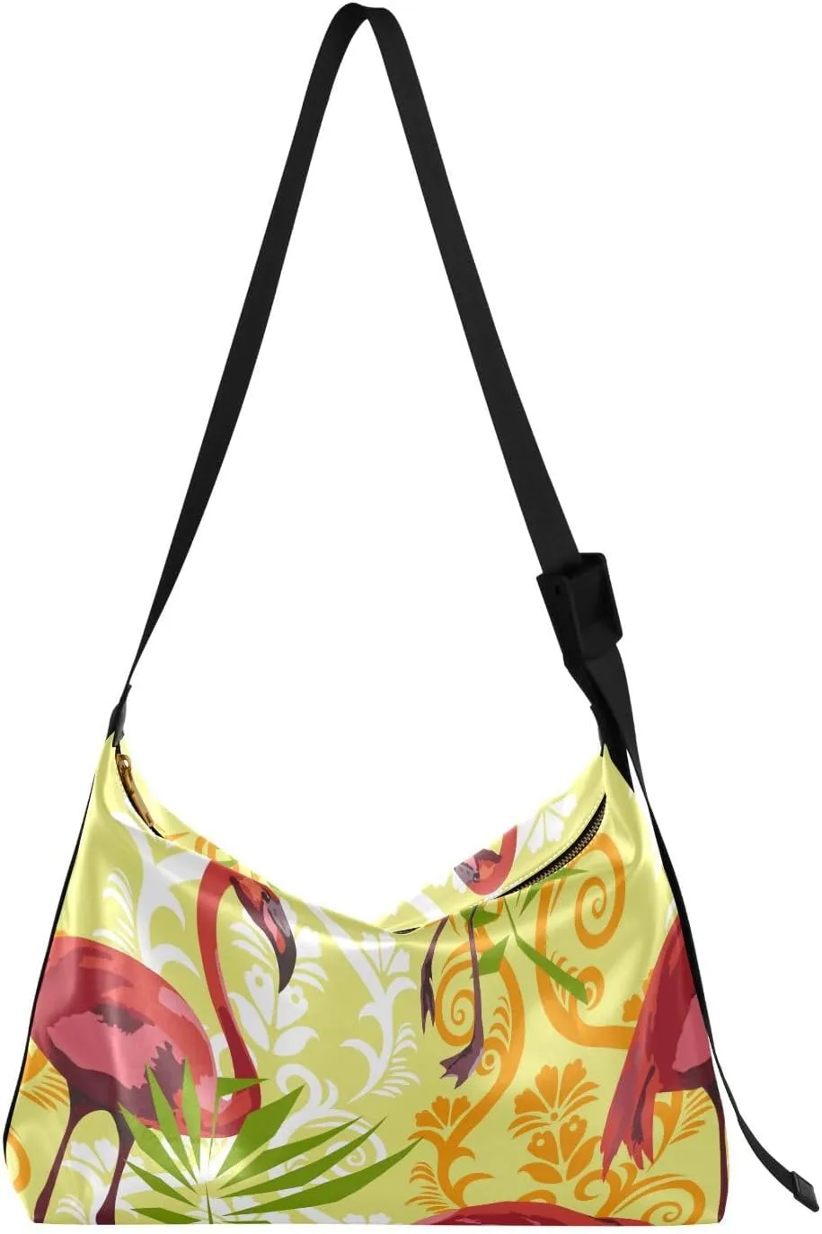 Summer Flamingo Pattern Hobo Crossbody Bags for Women Leather Large Shoulder Bag Cross Body Flower Trendy Womens Tote Bags Handbag for Travel Shopping