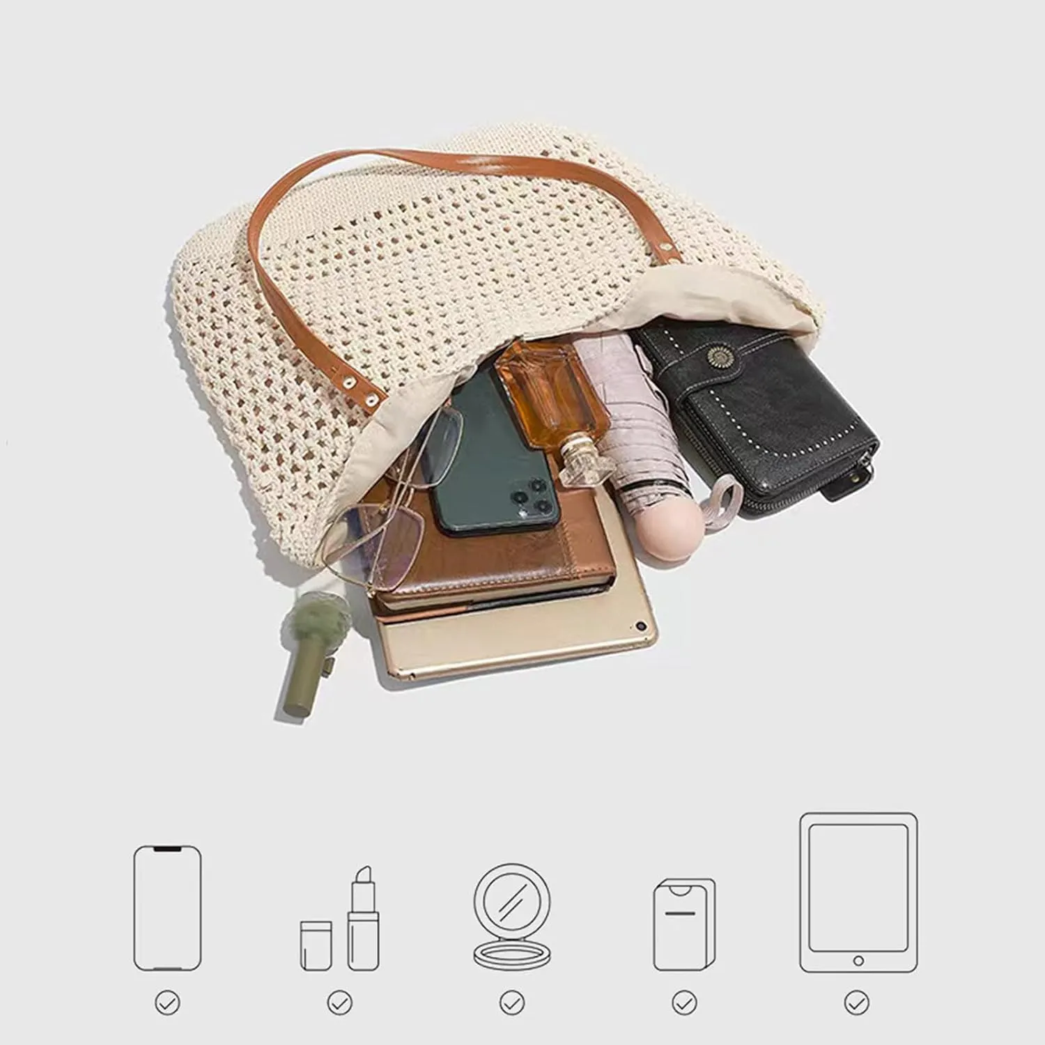 Summer Knitted Shoulder Bag bags for 2025, Bohemian Hobo Beach bag Casual Designer Purse for Women