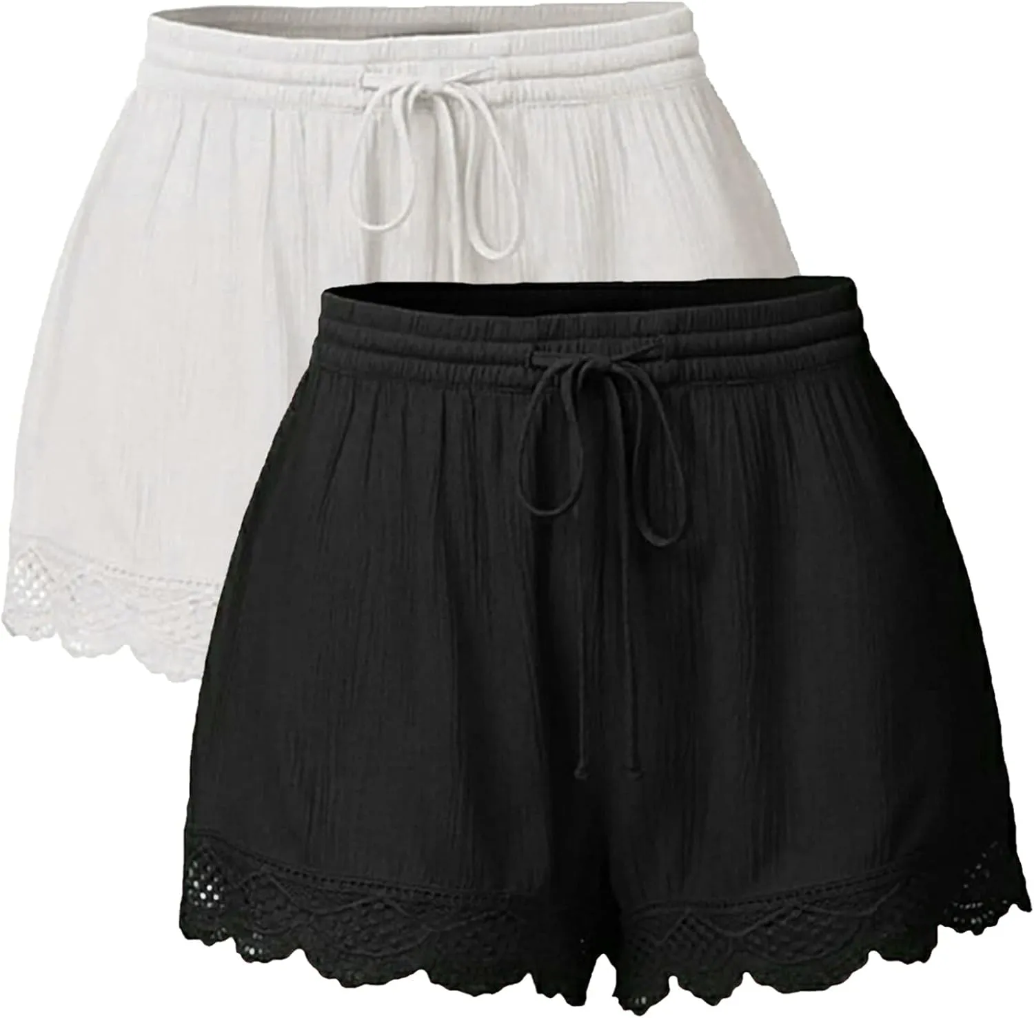 Summer Shorts for Women 2024 Elastic High Waist Shorts Lace Trim Casual Quick Dry Athletic Shorts Homewear Short Pants