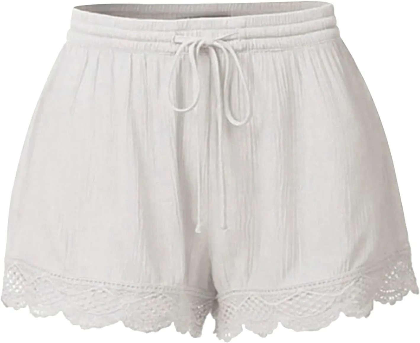 Summer Shorts for Women 2024 Elastic High Waist Shorts Lace Trim Casual Quick Dry Athletic Shorts Homewear Short Pants