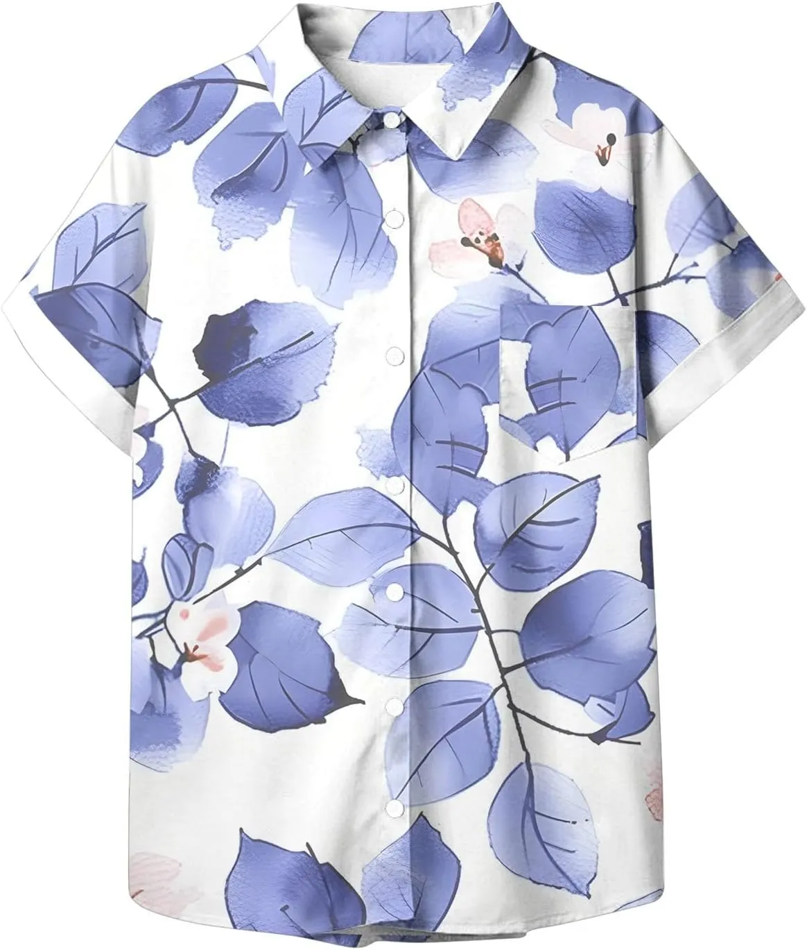Summer Tops for Women 2024 Vacation Beach Vacation Short Sleeve Floral Print Shirts Casual Loose Bohemian Blouses