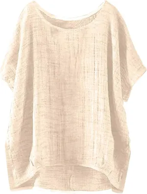 Summer Tops for Women 2025 Short Sleeve Crew Neck Linen Cotton Shirts Plus Size Gauze Casual Dressy Blouse Outfits
