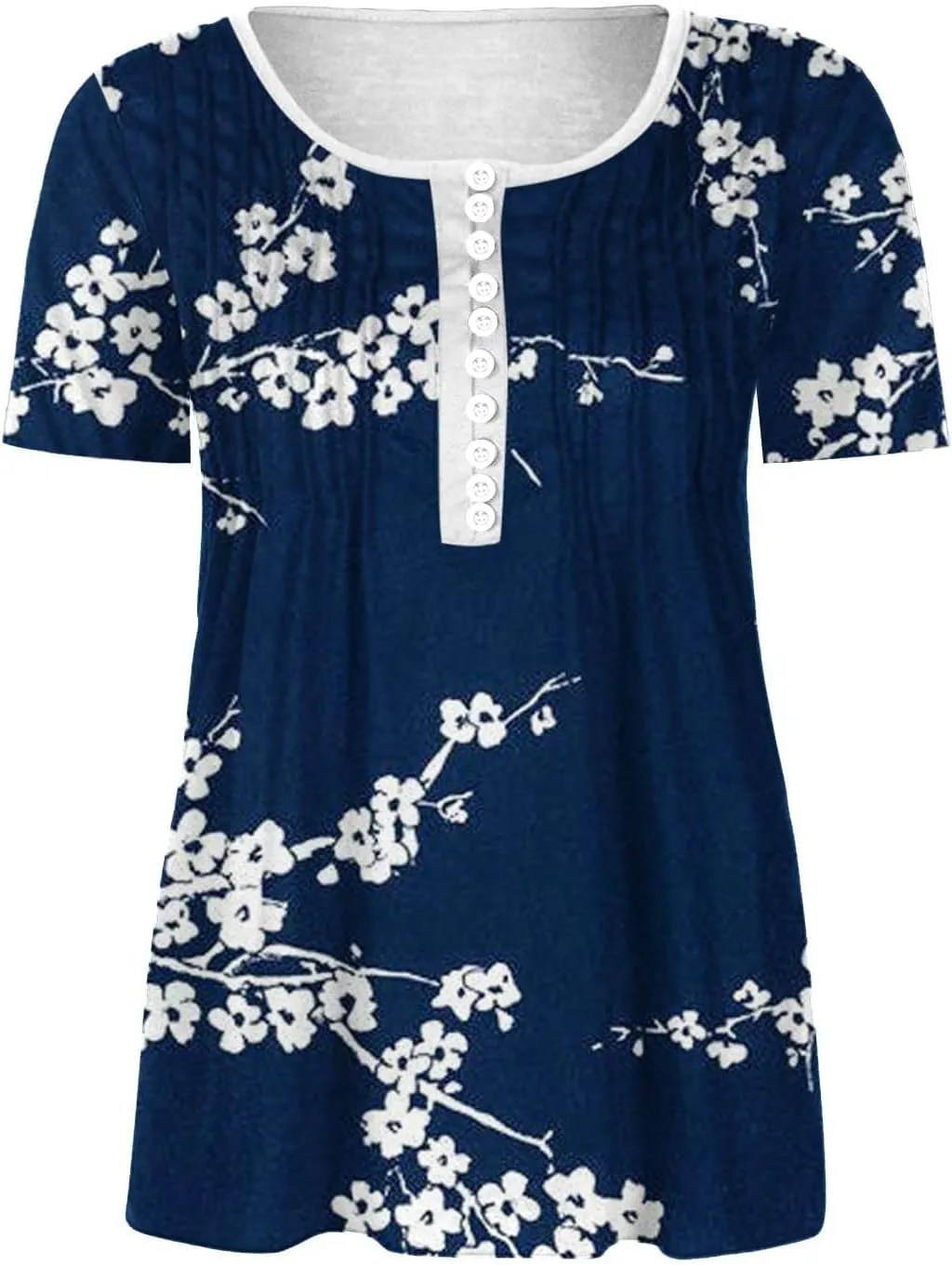 Summer Tops for Women 2025 Trendy Boho Floral Print Tunic Shirts Short Sleeve Button V Neck Tshirt Casual Blouse