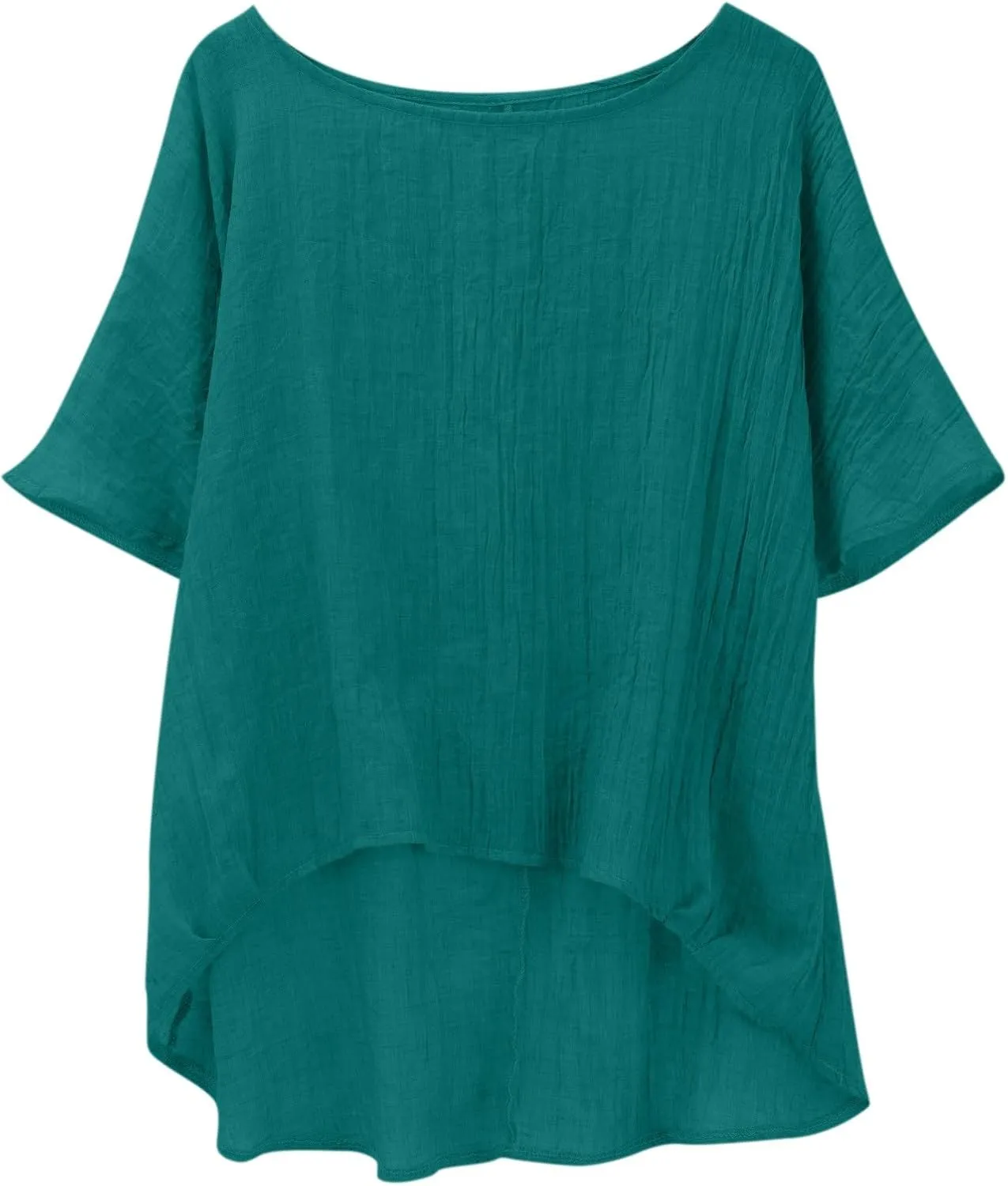 Summer Tops for Women 2025 Trendy Short Sleeve Cotton Linen Shirt Curved Hem Casual Boho Gauze Tunic Blouses Outfits