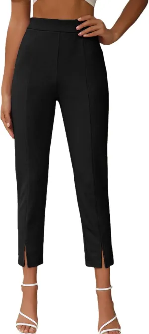 SweatyRocks Women's Elegant Elastic Waist Skinny High Waist Pants