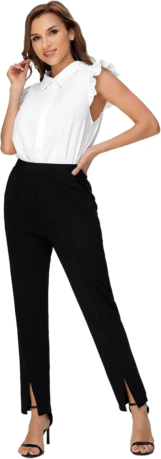 SweatyRocks Women's Elegant Elastic Waist Skinny High Waist Pants