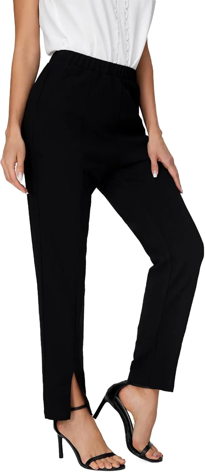 SweatyRocks Women's Elegant Elastic Waist Skinny High Waist Pants
