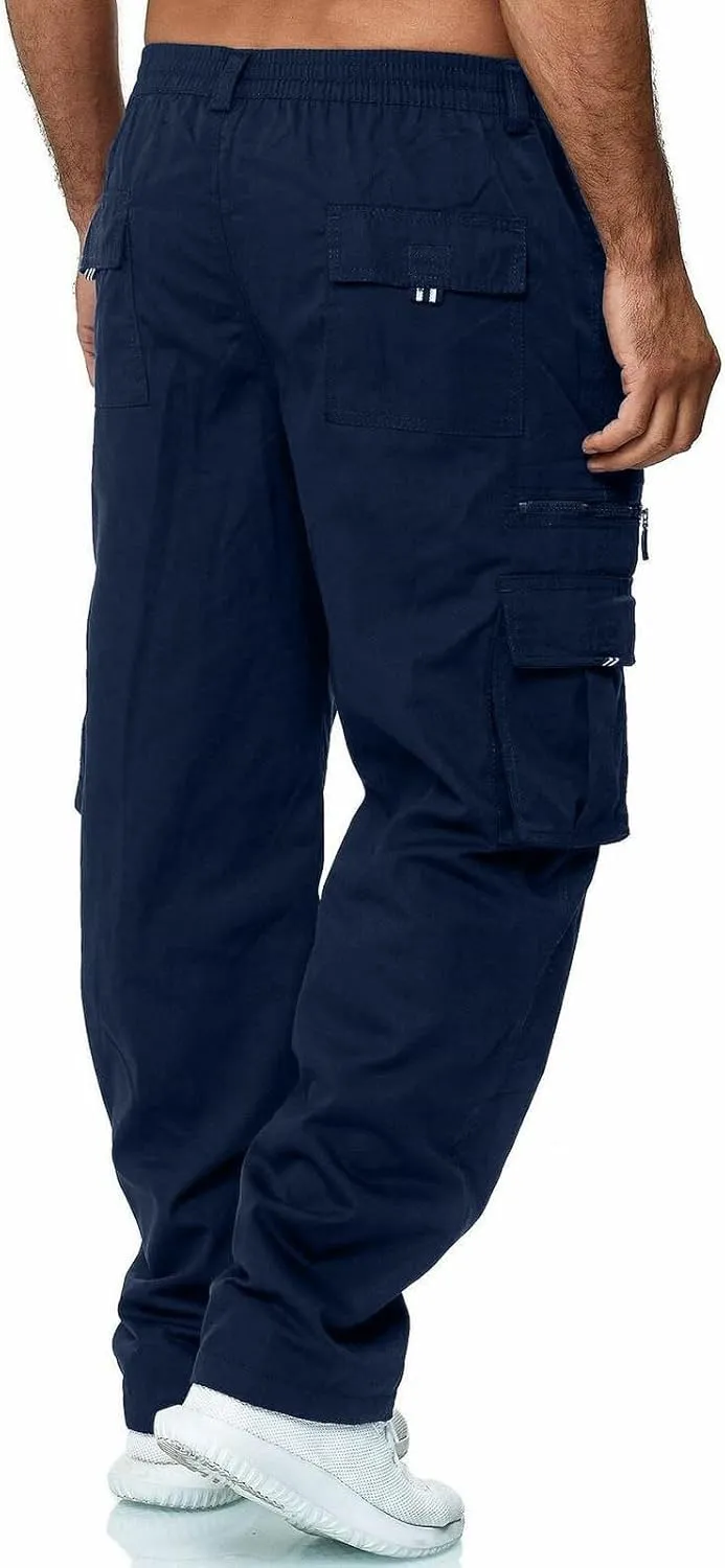 Tactical Cargo Pants for Men Big and Tall Athletic Pants with Multi-Pocket Active Loose Trousers