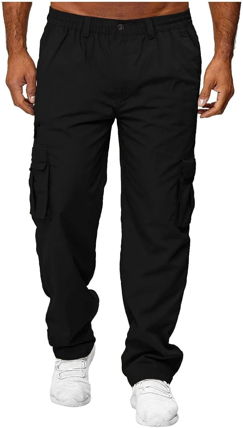 Tactical Cargo Pants for Men Big and Tall Athletic Pants with Multi-Pocket Active Loose Trousers