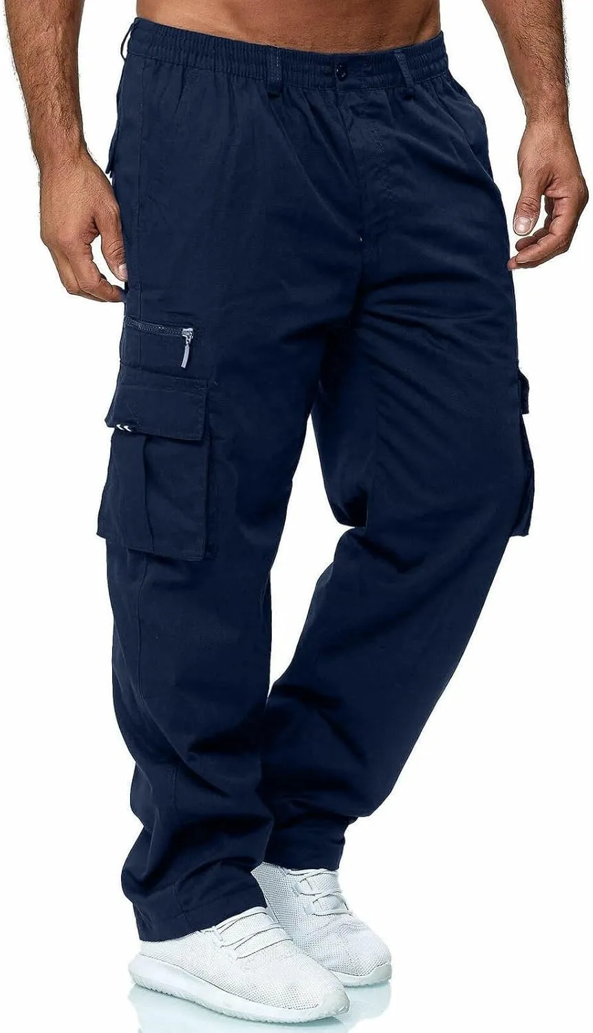 Tactical Cargo Pants for Men Big and Tall Athletic Pants with Multi-Pocket Active Loose Trousers