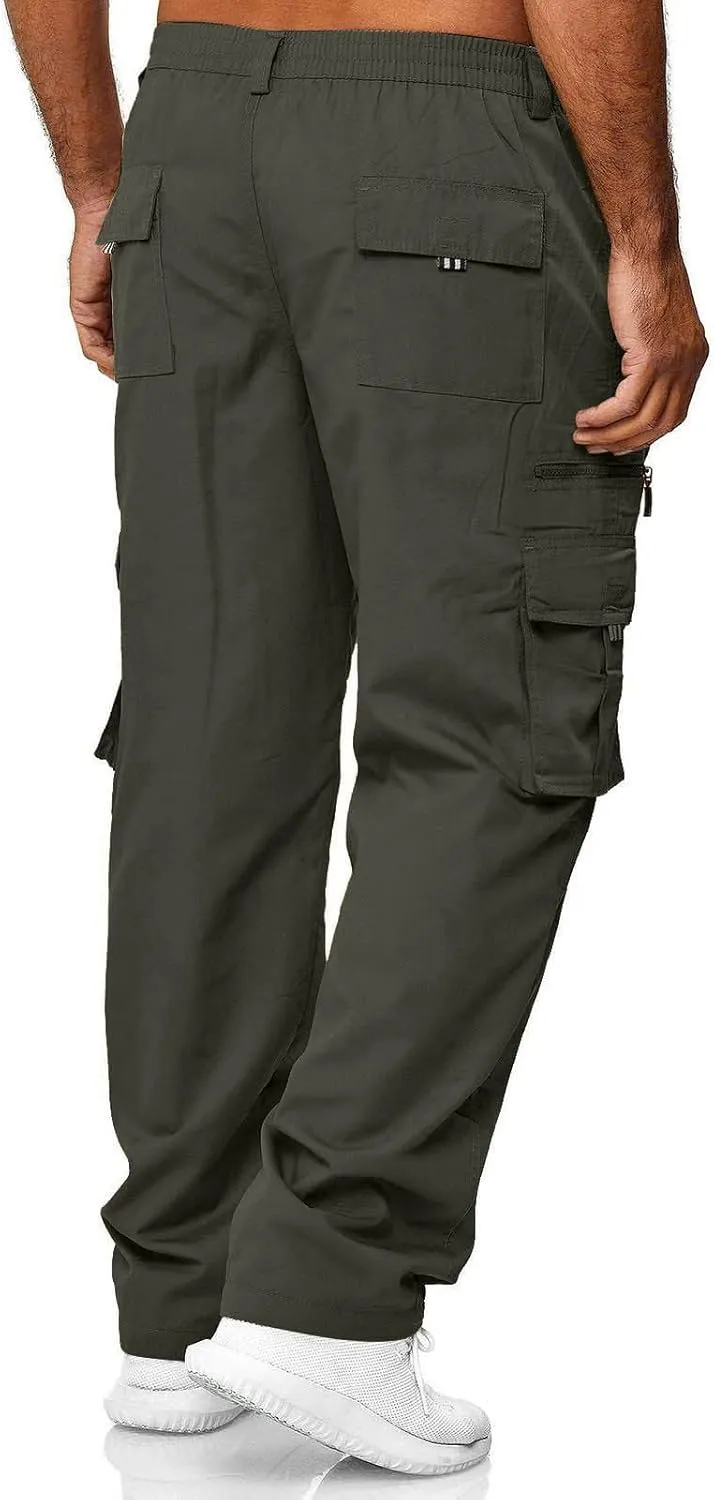 Tactical Cargo Pants for Men Big and Tall Athletic Pants with Multi-Pocket Active Loose Trousers