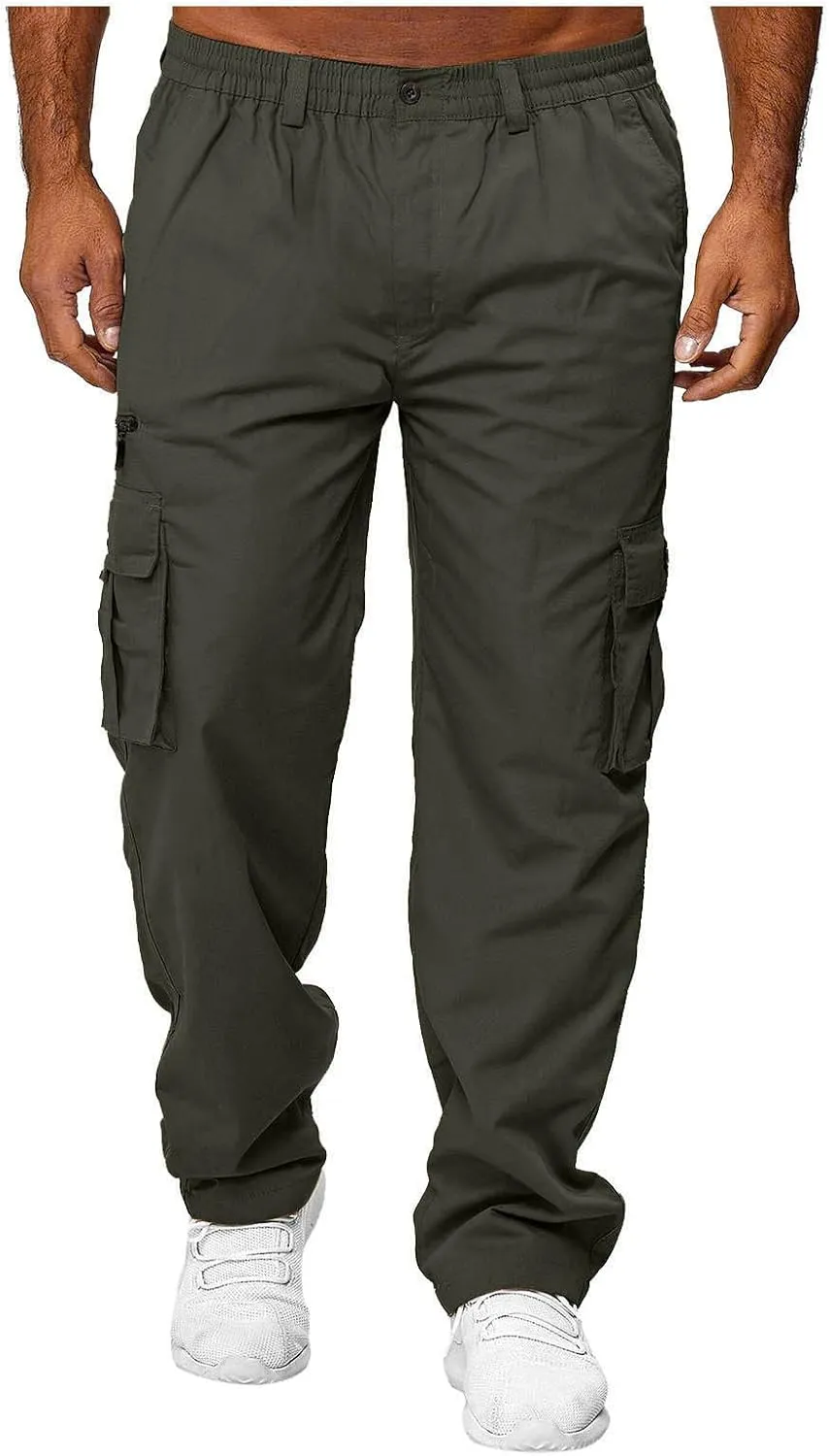 Tactical Cargo Pants for Men Big and Tall Athletic Pants with Multi-Pocket Active Loose Trousers