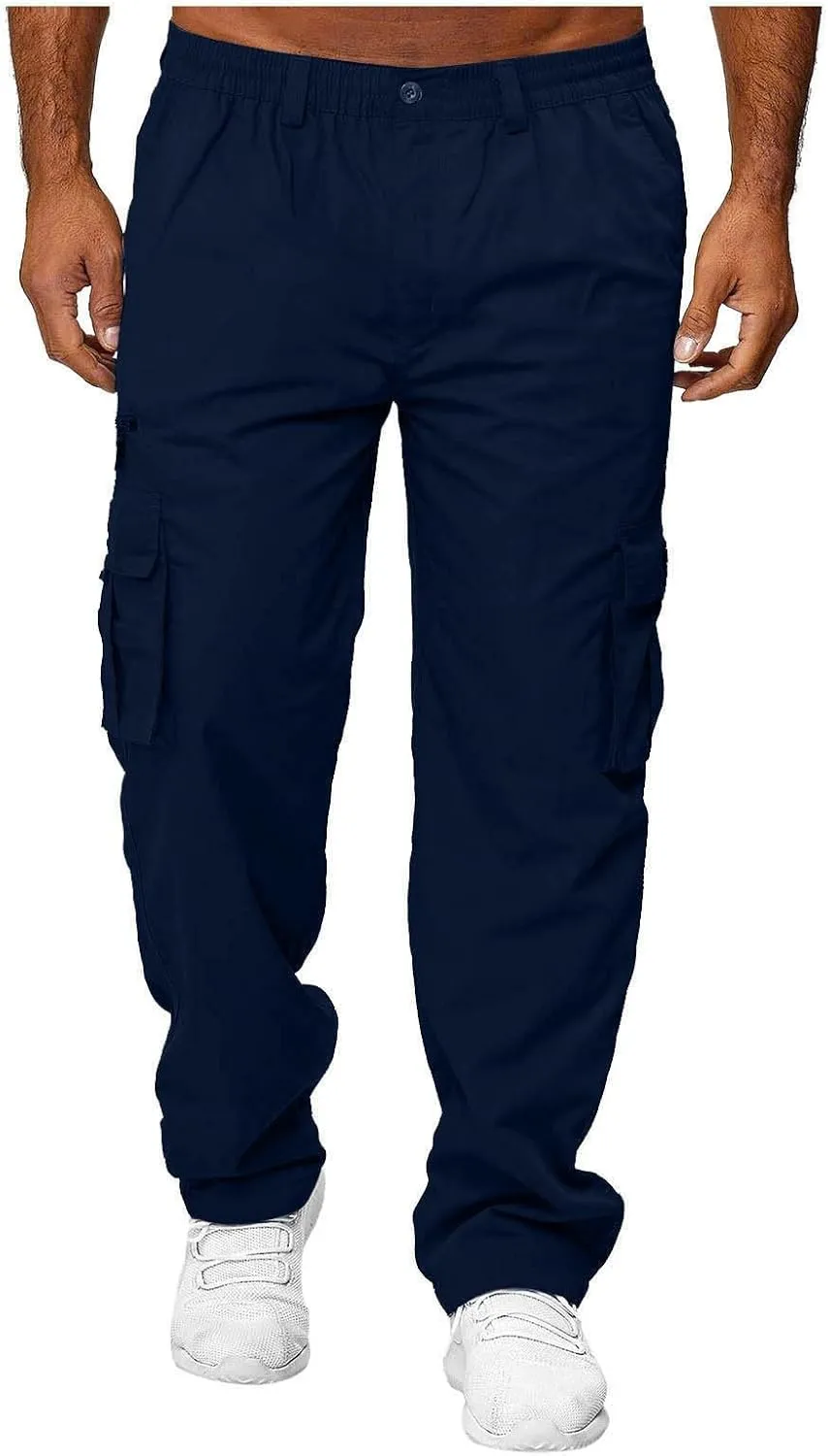 Tactical Cargo Pants for Men Big and Tall Athletic Pants with Multi-Pocket Active Loose Trousers