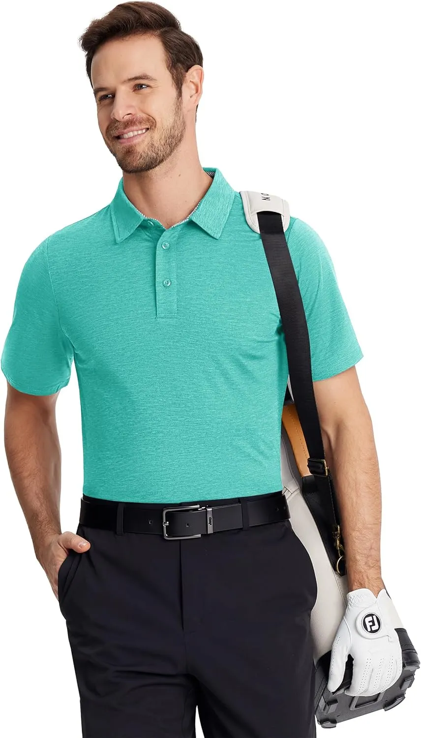 TACVASEN Men's Golf Shirts Short Sleeve Quick Dry Polo Shirts Moisture Wicking Casual Business Sports Breathable Polo