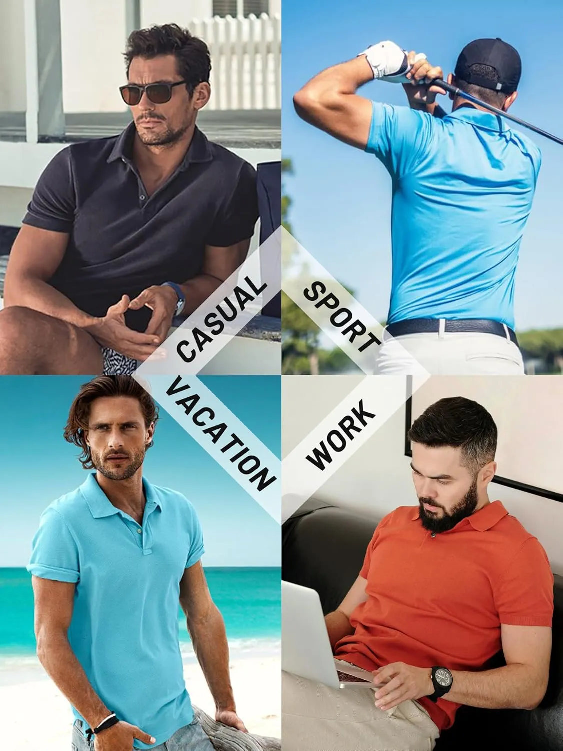 TACVASEN Men's Golf Shirts Short Sleeve Quick Dry Polo Shirts Moisture Wicking Casual Business Sports Breathable Polo