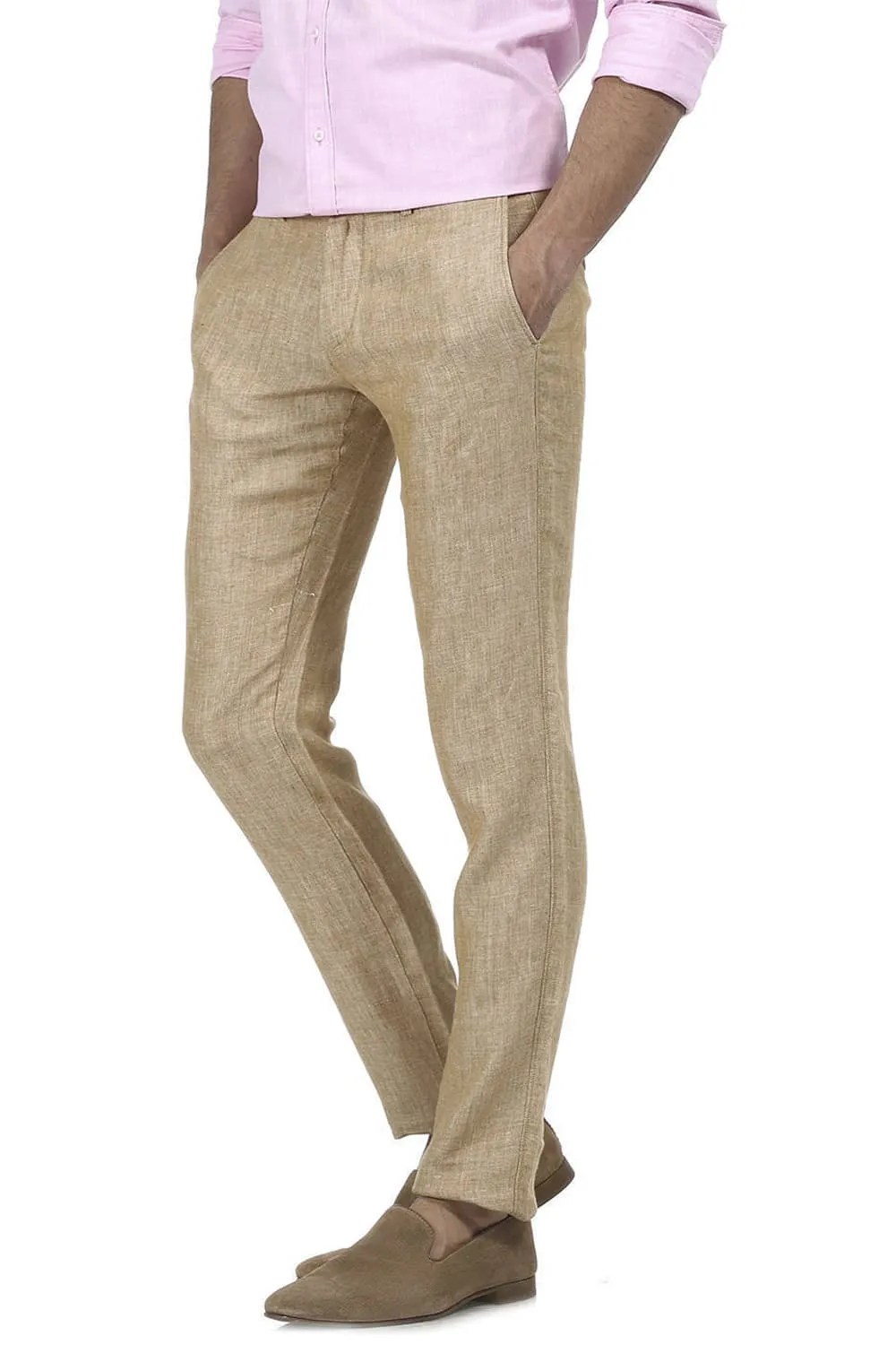 Tapered Fit Linen Trouser