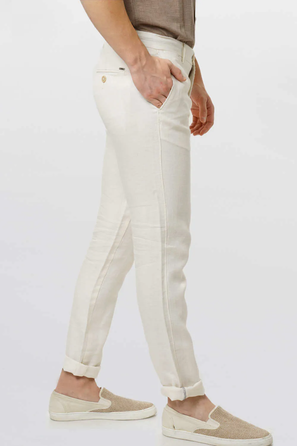 Tapered Fit Linen Trouser