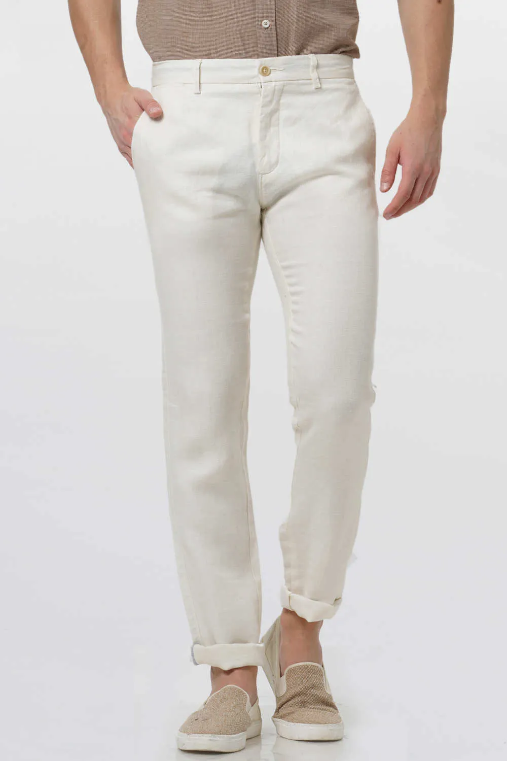 Tapered Fit Linen Trouser